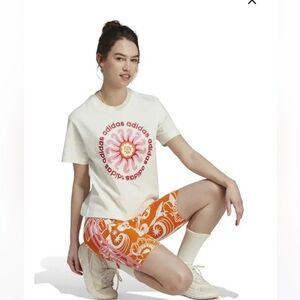 ADIDAS x FARM RIO COTTON JERSEY VIBRANT FLORAL BIKE SHORTS